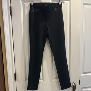 DKNY  Black slip on legging pant with faux leather detail